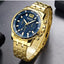 Luxury Men's Gold Quartz Analogue Wristwatch