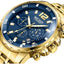 Luxury Men's Gold Quartz Analogue Wristwatch