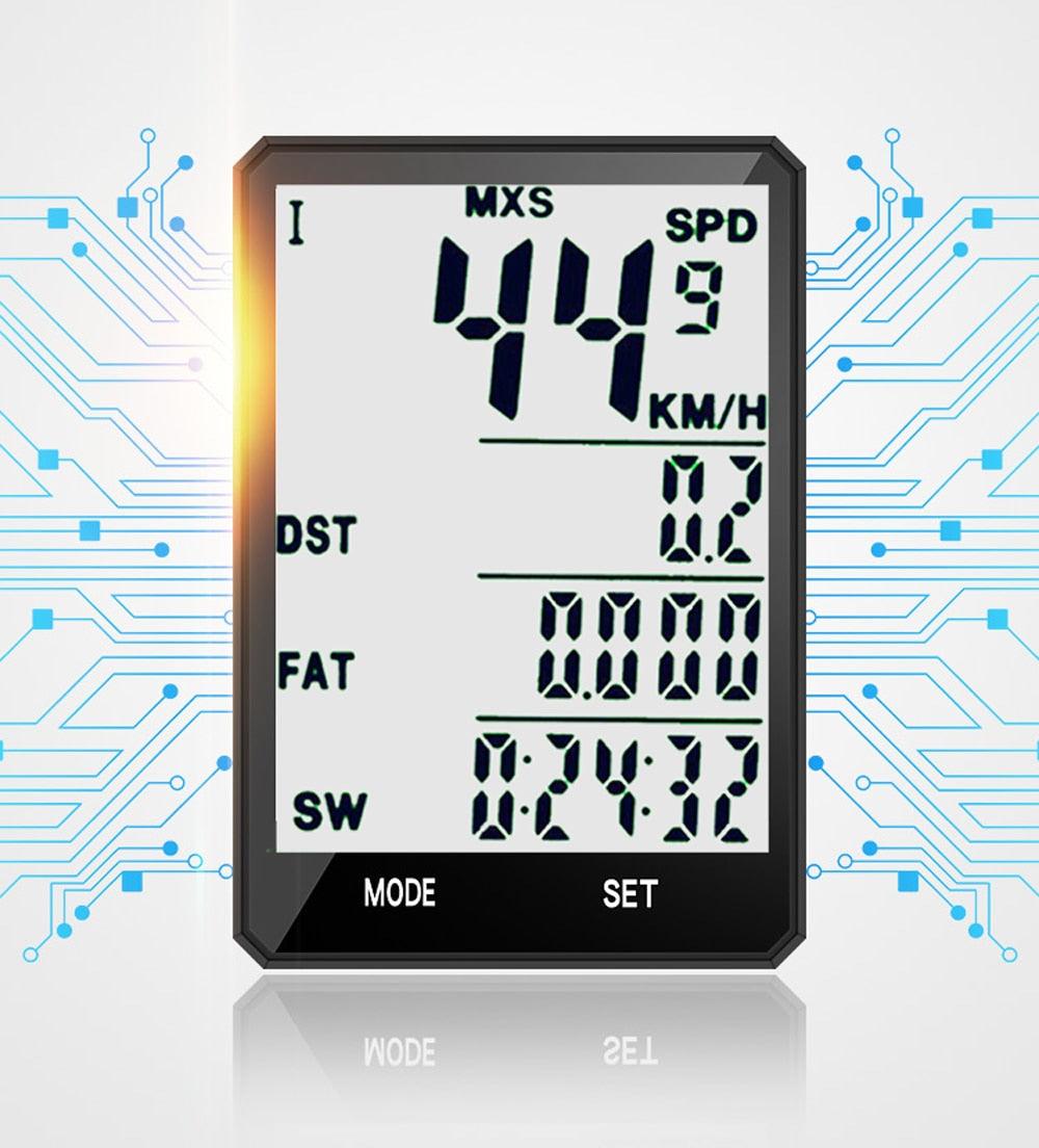 Advanced Waterproof Bicycle Computer - Wireless & Wired Speedometer with LCD Display and 20 Functions - Korvel