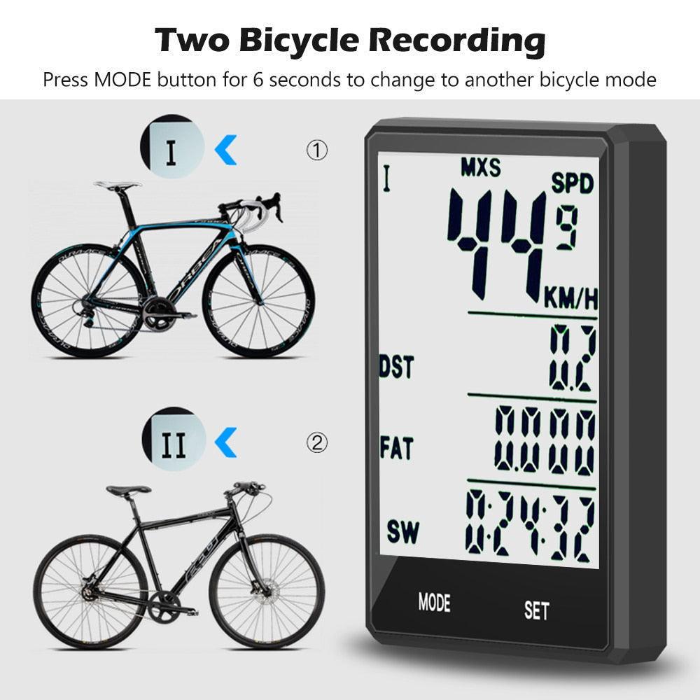 Advanced Waterproof Bicycle Computer - Wireless & Wired Speedometer with LCD Display and 20 Functions - Korvel