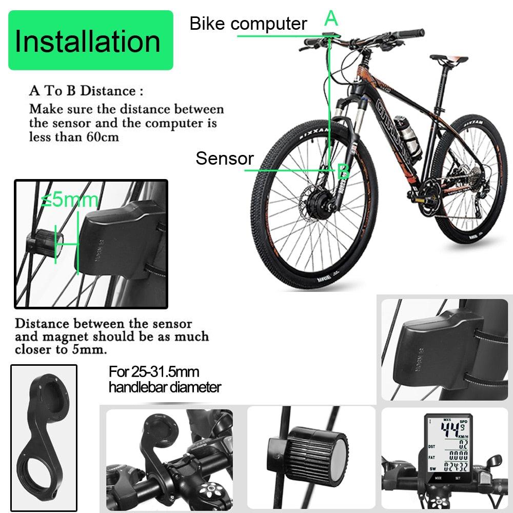 Advanced Waterproof Bicycle Computer - Wireless & Wired Speedometer with LCD Display and 20 Functions - Korvel