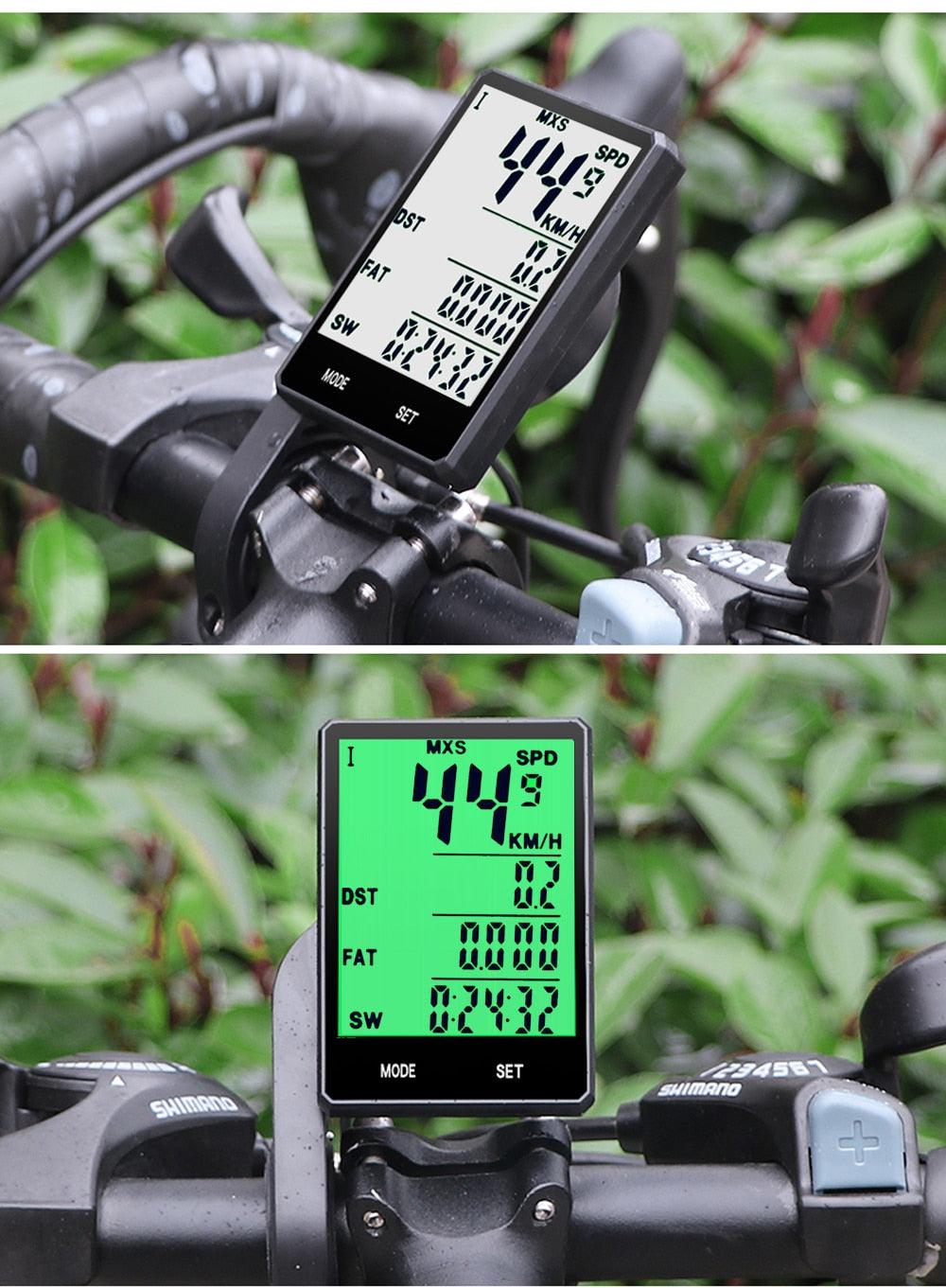 Advanced Waterproof Bicycle Computer - Wireless & Wired Speedometer with LCD Display and 20 Functions - Korvel