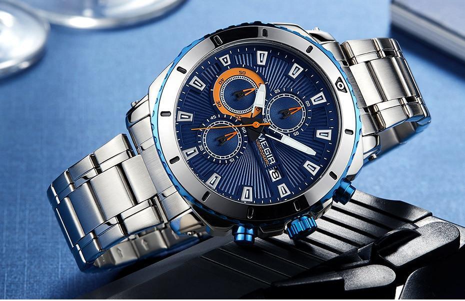 Reloj de Cuarzo de Negocios de Lujo para Hombre - Elegante Cronógrafo de Acero Inoxidable