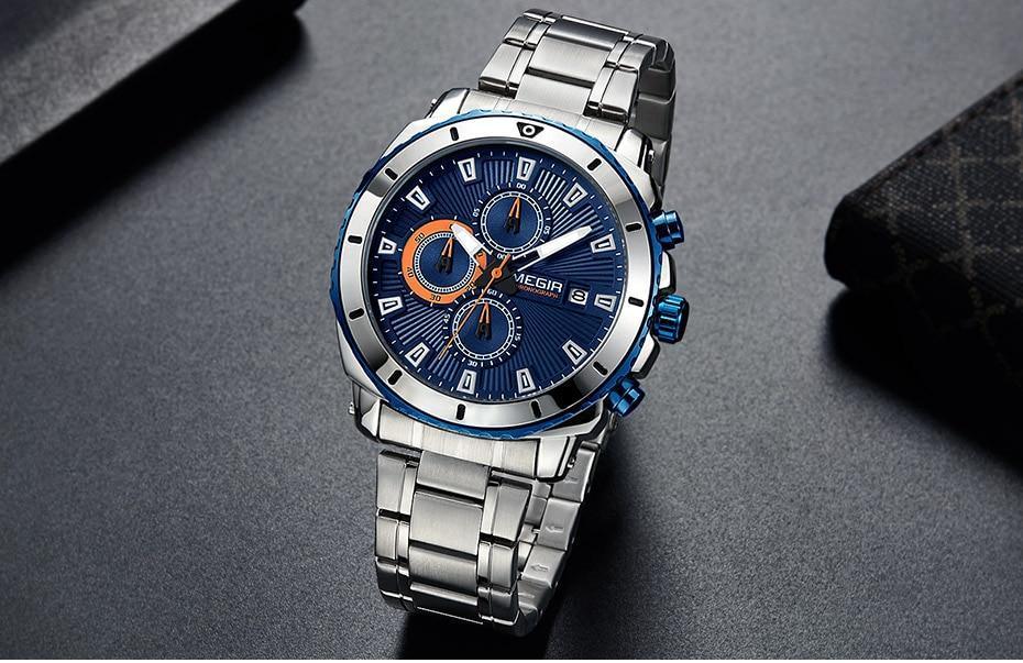 Reloj de Cuarzo de Negocios de Lujo para Hombre - Elegante Cronógrafo de Acero Inoxidable