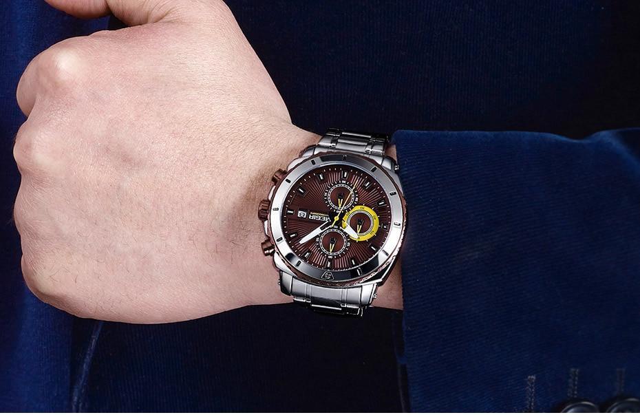 Reloj de Cuarzo de Negocios de Lujo para Hombre - Elegante Cronógrafo de Acero Inoxidable