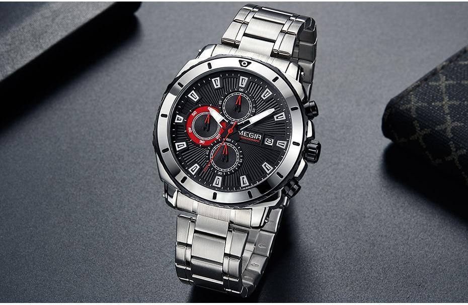 Reloj de Cuarzo de Negocios de Lujo para Hombre - Elegante Cronógrafo de Acero Inoxidable