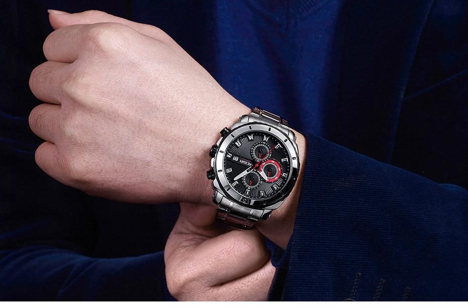 Reloj de Cuarzo de Negocios de Lujo para Hombre - Elegante Cronógrafo de Acero Inoxidable