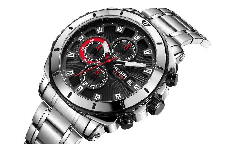 Reloj de Cuarzo de Negocios de Lujo para Hombre - Elegante Cronógrafo de Acero Inoxidable