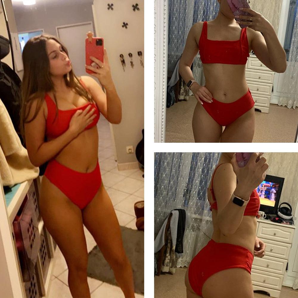 Ensemble de bikini à taille haute imprimé léopard pour femmes