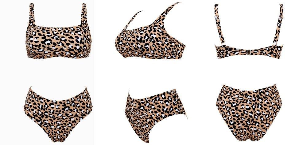 Ensemble de bikini à taille haute imprimé léopard pour femmes