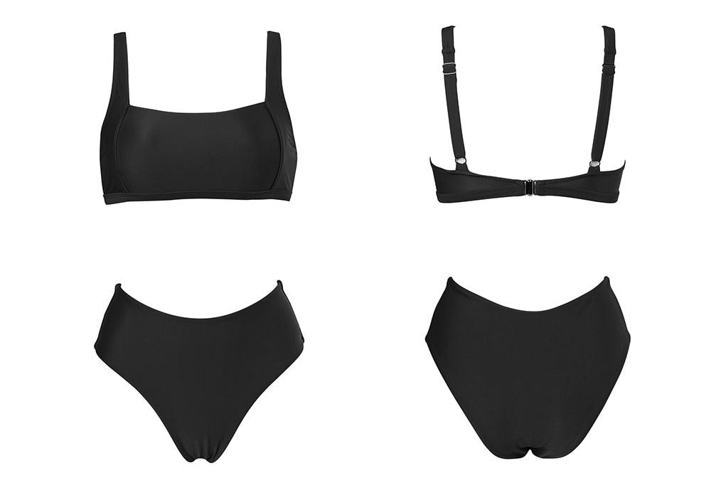 Ensemble de bikini à taille haute imprimé léopard pour femmes