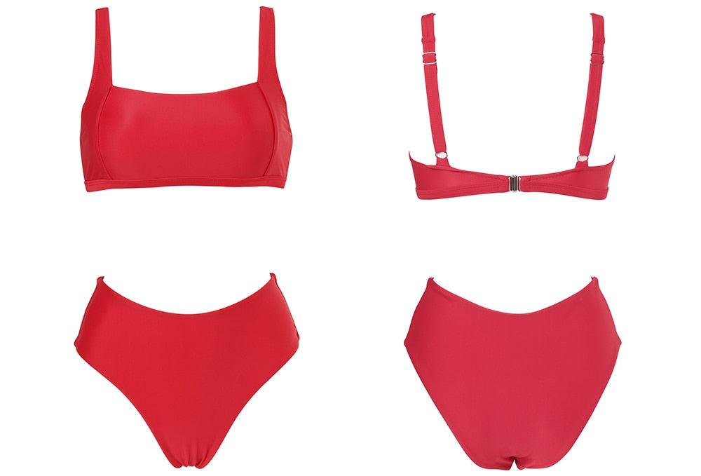 Ensemble de bikini à taille haute imprimé léopard pour femmes