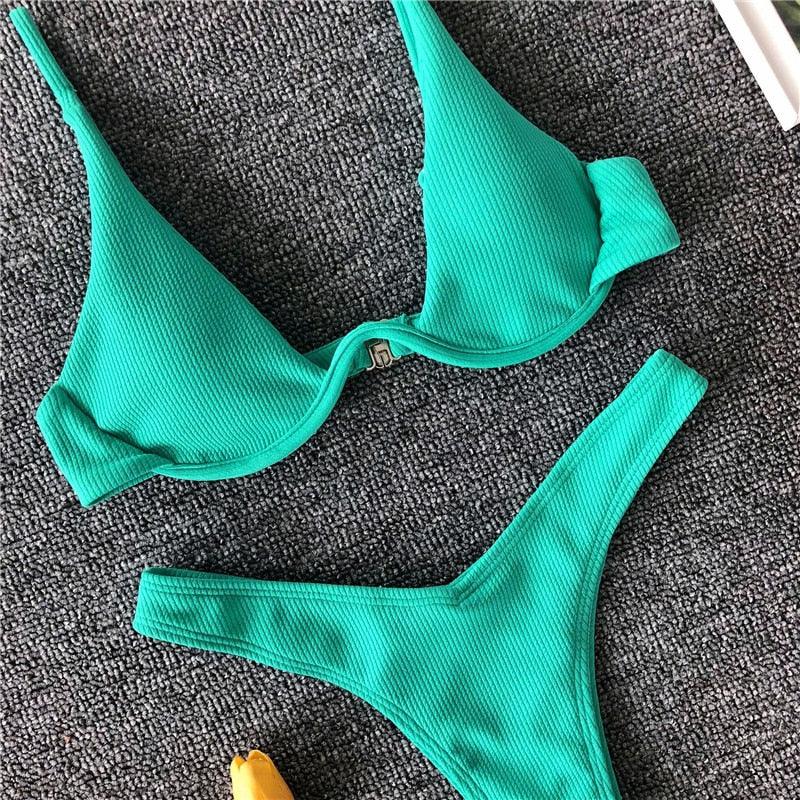 Ensemble de bikini sous-vêtement V-bar néon pour femmes