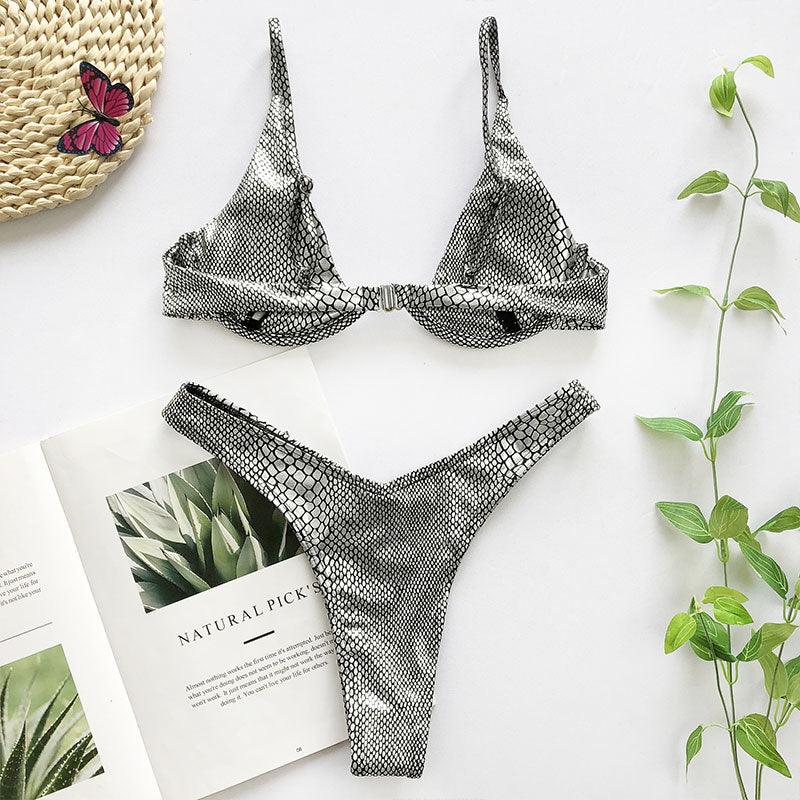 Ensemble de bikini sous-vêtement V-bar néon pour femmes