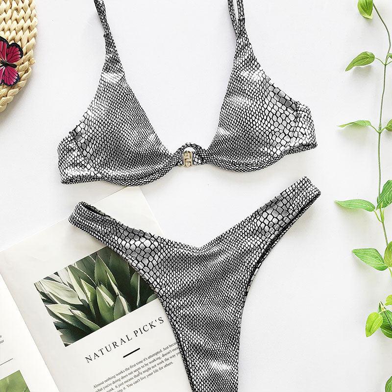 Ensemble de bikini sous-vêtement V-bar néon pour femmes