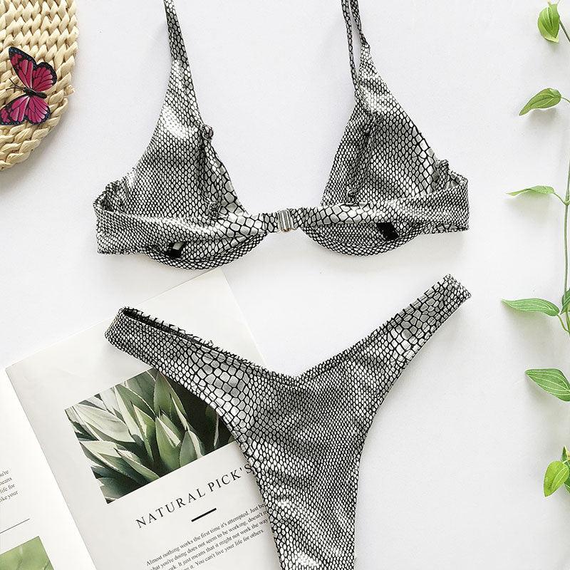 Ensemble de bikini sous-vêtement V-bar néon pour femmes
