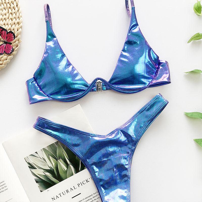 Ensemble de bikini sous-vêtement V-bar néon pour femmes