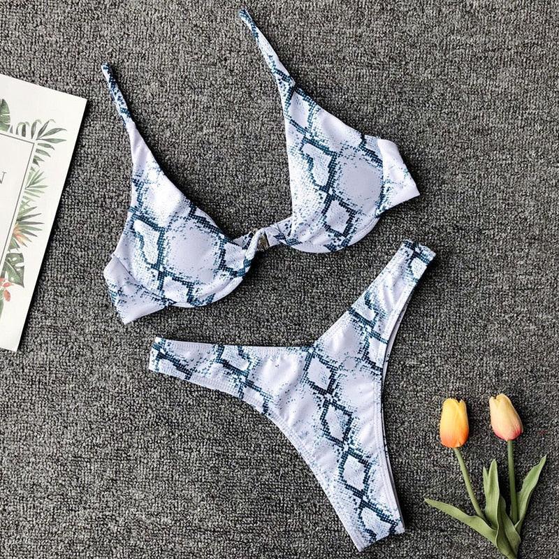Ensemble de bikini sous-vêtement V-bar néon pour femmes