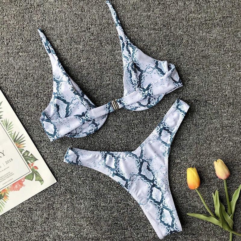 Ensemble de bikini sous-vêtement V-bar néon pour femmes