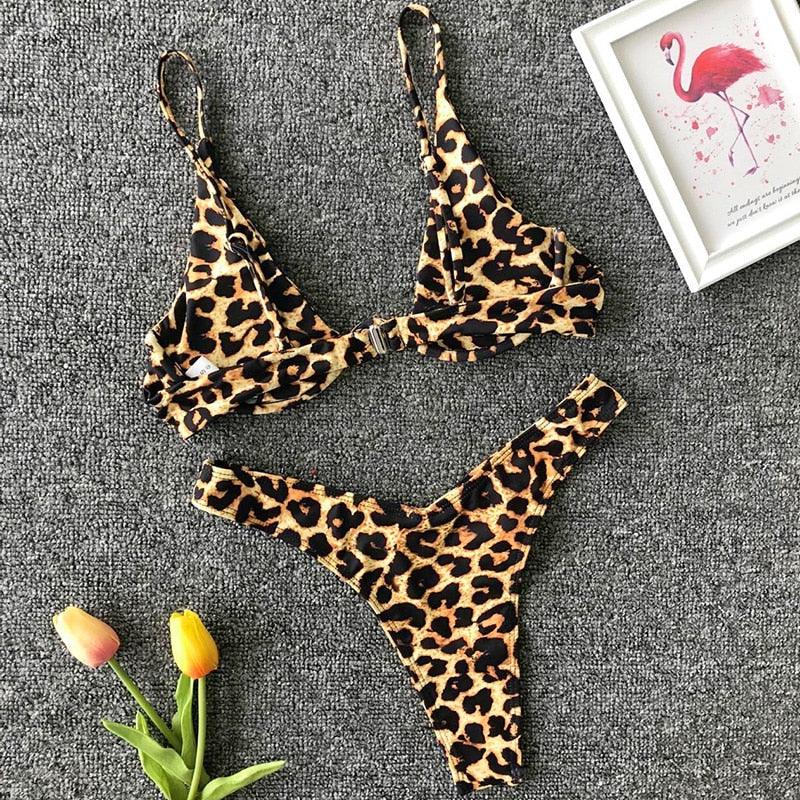 Ensemble de bikini sous-vêtement V-bar néon pour femmes