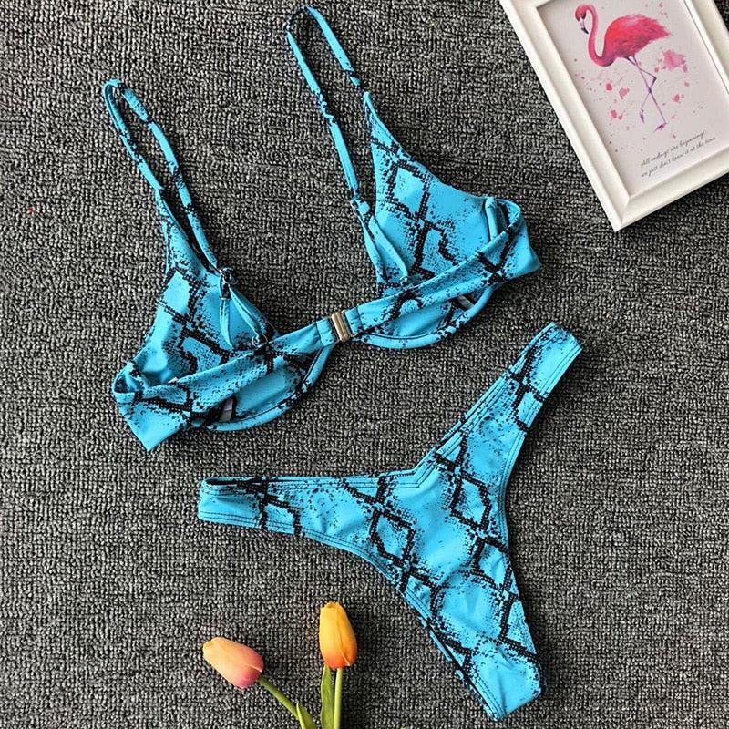 Ensemble de bikini sous-vêtement V-bar néon pour femmes