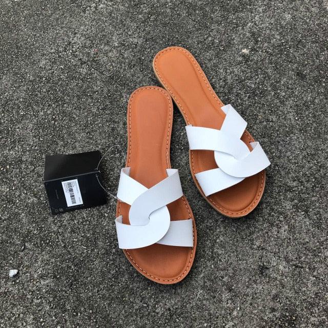 Sandales en cuir à enfiler pour femmes, élégantes, pour l'été