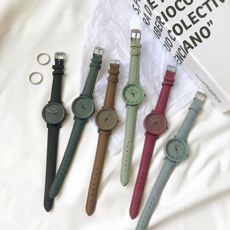 Reloj de Cuarzo para Mujer de Cuero Vintage - Diseño Clásico Analógico