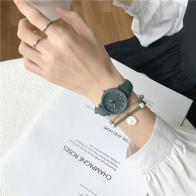 Reloj de Cuarzo para Mujer de Cuero Vintage - Diseño Clásico Analógico
