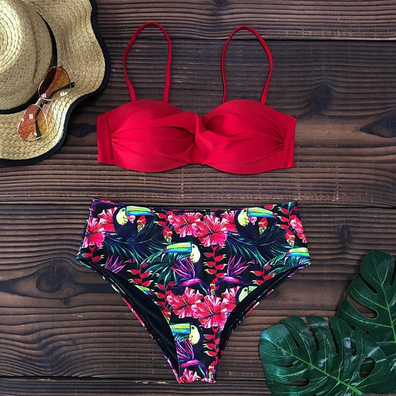 Ensemble de bikini taille haute élégant pour femmes