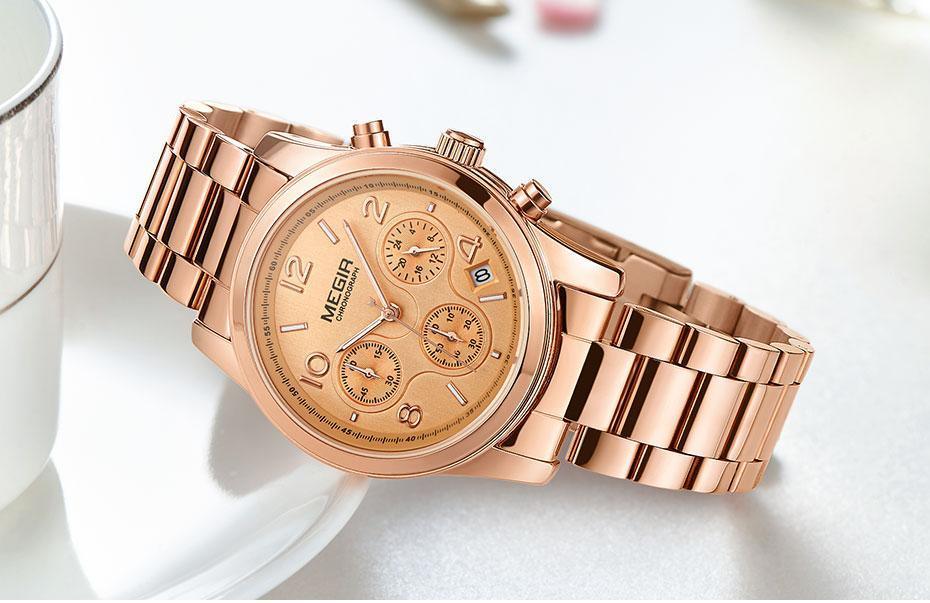 Montre Quartz Multifonctionnelle de Luxe pour Femmes - Étanche et Élégante