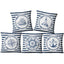 Nautical Shell Starfish Linen Pillow Cover - Navy Blue
