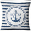Nautical Shell Starfish Linen Pillow Cover - Navy Blue