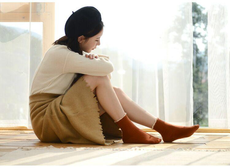 Charming Lace Ruffled Cotton Socks for Women - Spring & Summer Collection - Korvel