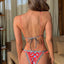 Vintage Print Handwork Bikini Set with Ruffles