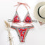 Vintage Print Handwork Bikini Set with Ruffles