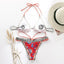 Vintage Print Handwork Bikini Set with Ruffles