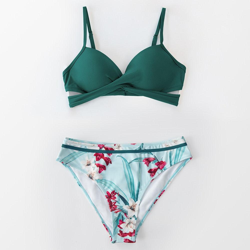 Floral Push-Up Bikini Set for Women - Stylish Two-Piece Swimwear - Korvel