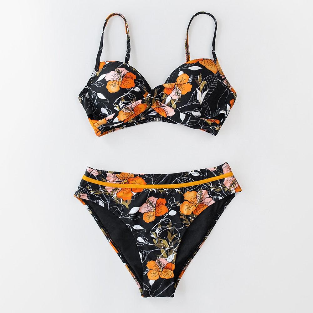 Floral Push-Up Bikini Set for Women - Stylish Two-Piece Swimwear - Korvel