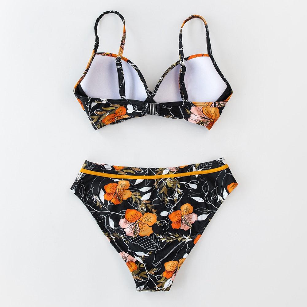 Floral Push-Up Bikini Set for Women - Stylish Two-Piece Swimwear - Korvel