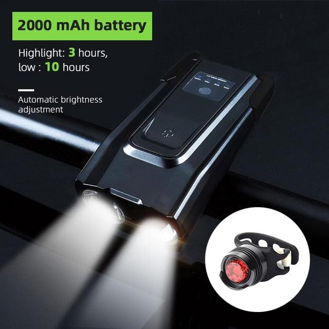 Ultra-Bright 800 Lumen Bicycle Light Set with Rechargeable Battery and Horn - Korvel