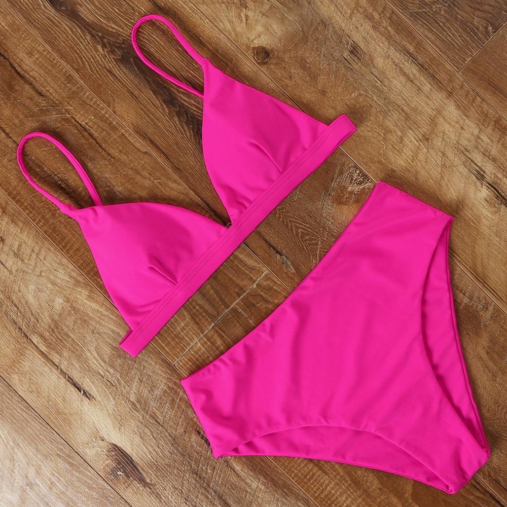 Conjunto de Bikini Elegante de Cintura Alta para Mujeres