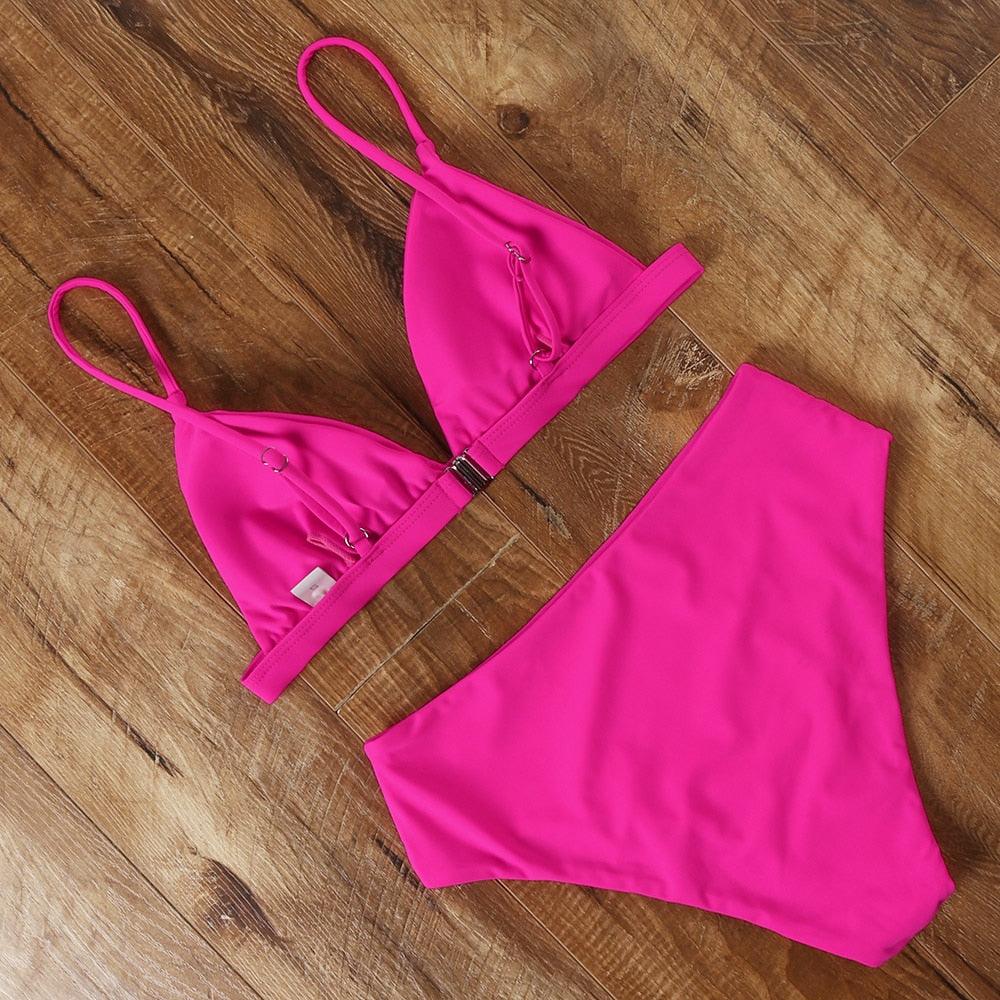Conjunto de Bikini Elegante de Cintura Alta para Mujeres