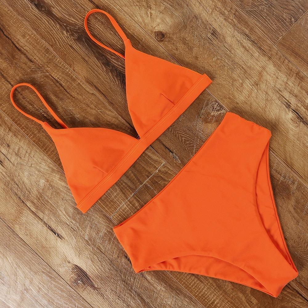 Conjunto de Bikini Elegante de Cintura Alta para Mujeres
