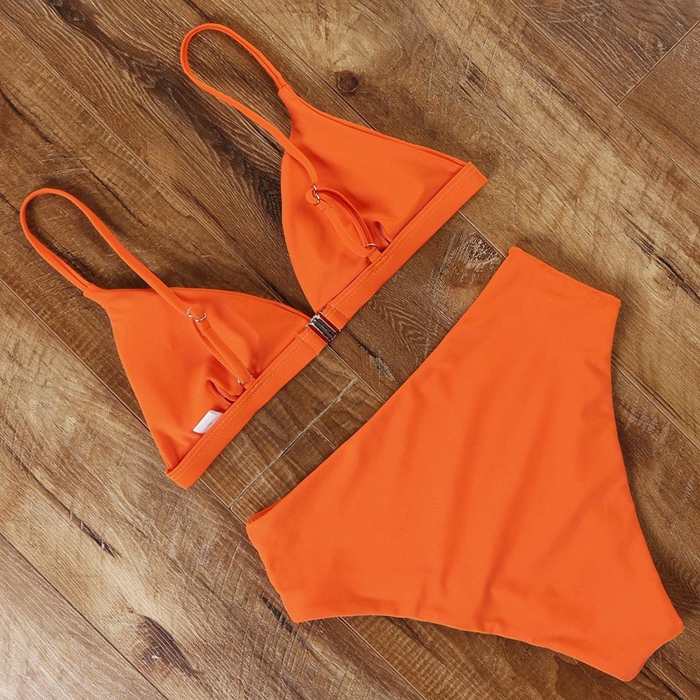 Conjunto de Bikini Elegante de Cintura Alta para Mujeres