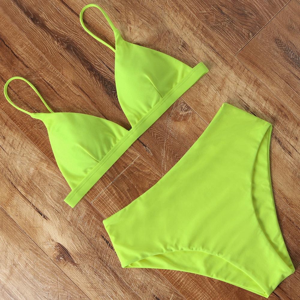 Conjunto de Bikini Elegante de Cintura Alta para Mujeres