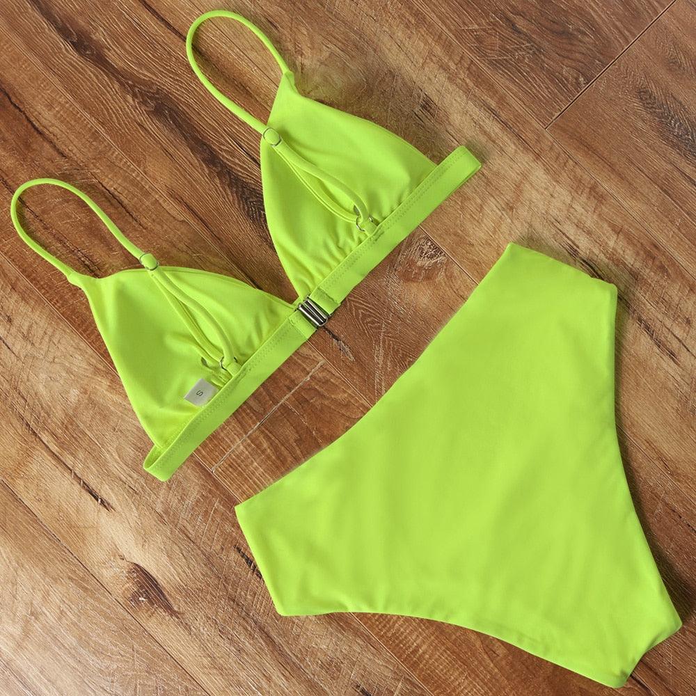 Conjunto de Bikini Elegante de Cintura Alta para Mujeres