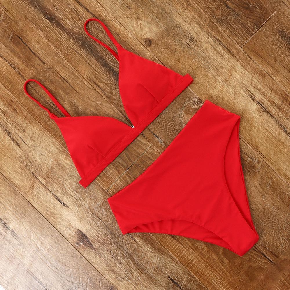 Conjunto de Bikini Elegante de Cintura Alta para Mujeres