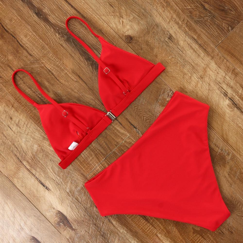 Conjunto de Bikini Elegante de Cintura Alta para Mujeres