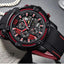 Modern Men's Black Quartz Sports Watch with Silicone Strap
