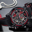 Modern Men's Black Quartz Sports Watch with Silicone Strap